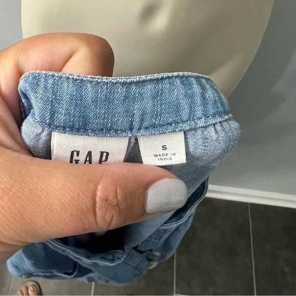 Gap Blue Short Sleeve Chambray Midi Cotton Dress with Belt Size Small - Picture 6 of 10